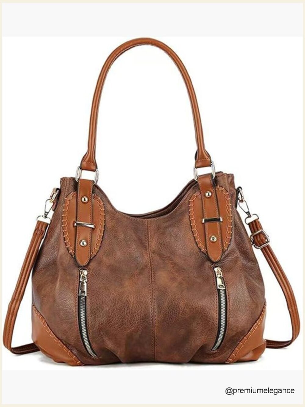 Vintage Leather Hobo Shoulder Bag Satchel Purse with Adjustable Strap